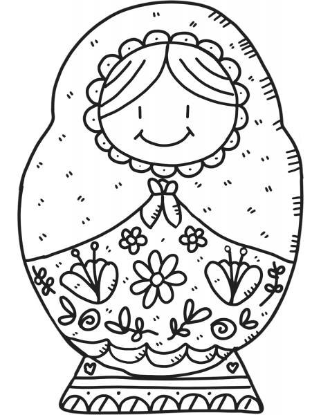 Russian Doll Matryoshka coloring page image