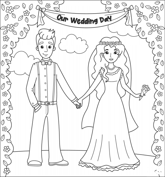 Rustic Wedding coloring page image