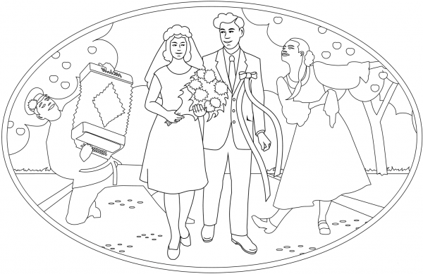 Rustic Wedding coloring page image