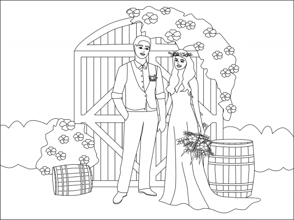 Rustic Wedding coloring page image