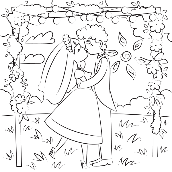 Rustic Wedding coloring page image