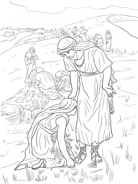 Ruth and Boaz coloring page image