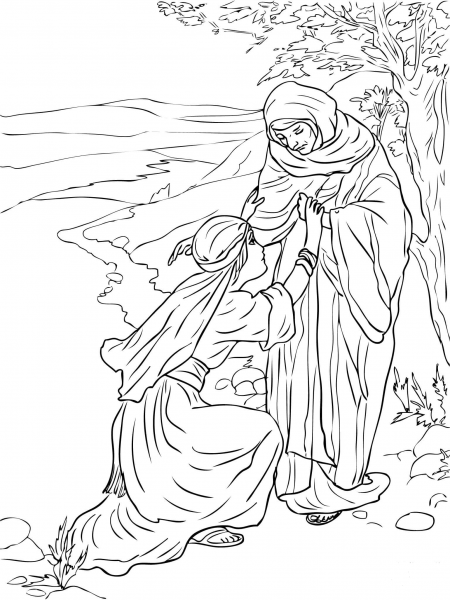 Ruth and Naomi coloring page image