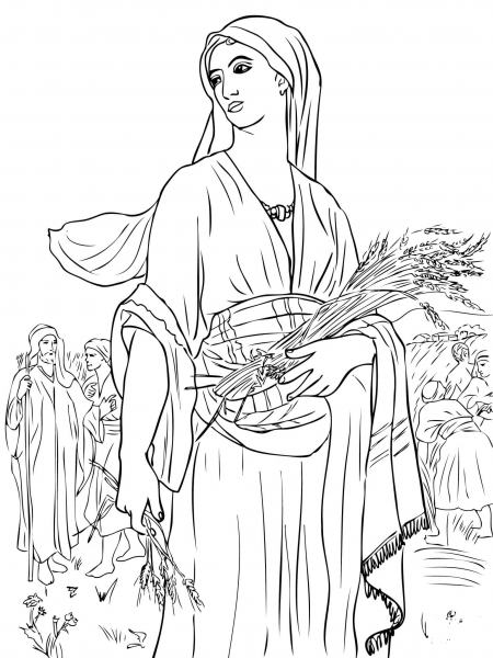 Ruth in the Fields  coloring page image