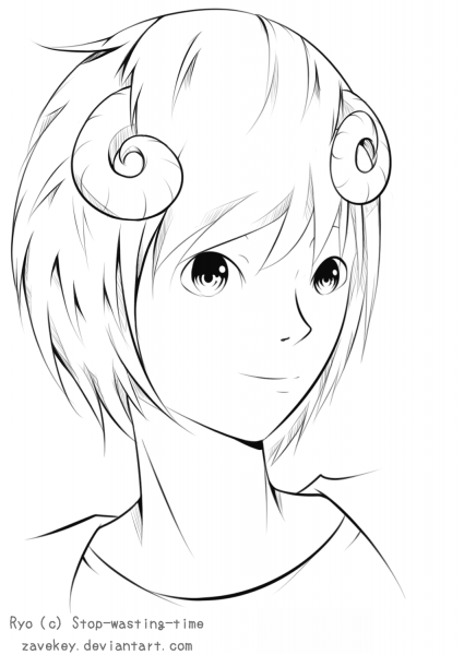 Ryo Anime Boy by ZaveKey coloring page image