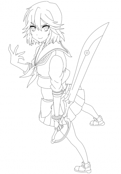 Ryuko Matoi from Kill La Kill Manga coloring page image