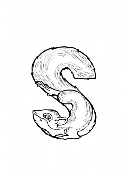 S is for Squirrel coloring page - ColouringPages