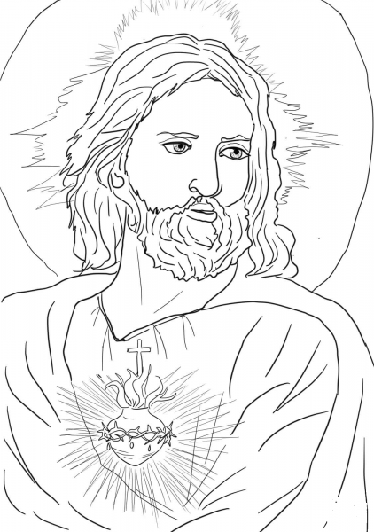 Sacred Heart of Jesus coloring page - ColouringPages