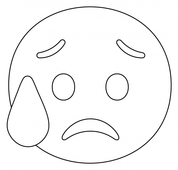 Sad but Relieved Face Emoji coloring page image