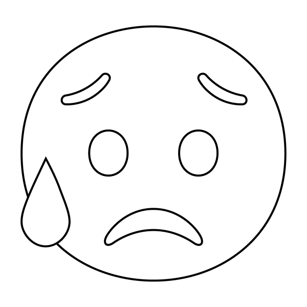 Sad but Relieved Face Emoji coloring page image