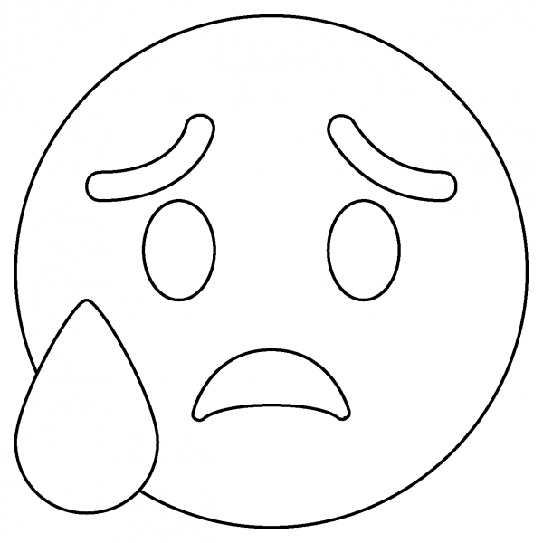 Sad but Relieved Face Emoji coloring page image