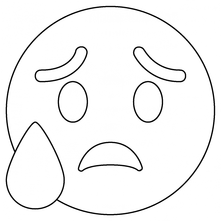 Sad but Relieved Face Emoji coloring page - ColouringPages