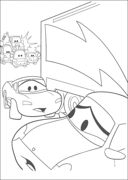 Sad cars coloring page image