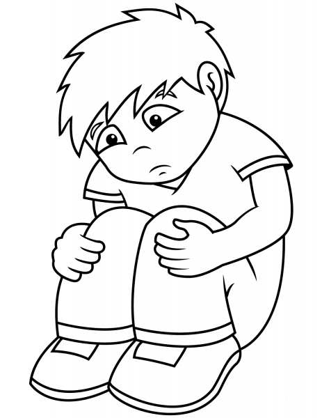 Sad Cartoon Boy coloring page - ColouringPages