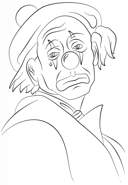 Sad Clown coloring page image