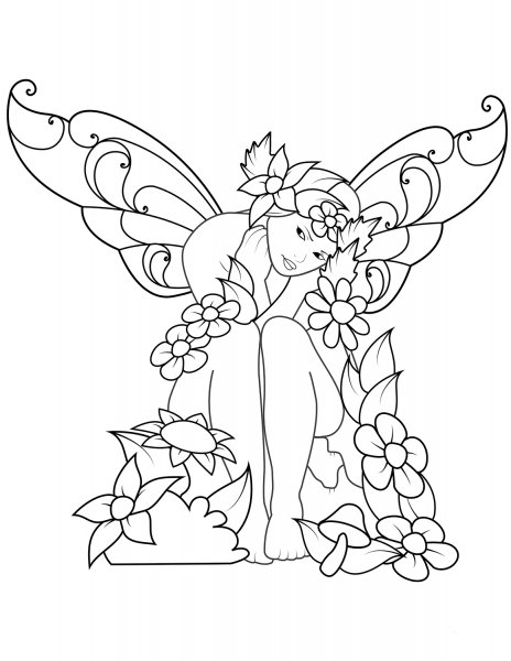Sad Fairy coloring page image