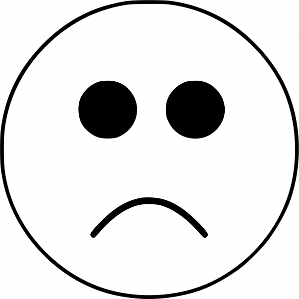 Sad Smiley Emoji Face Black and White coloring page image