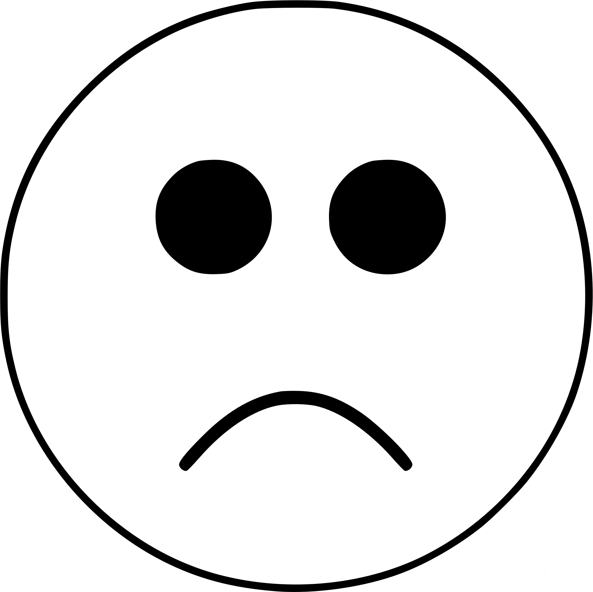 Sad Smiley Emoji Face Black and White coloring page - ColouringPages