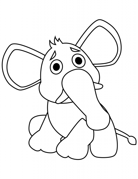 Sad Stuffed Elephant coloring page image