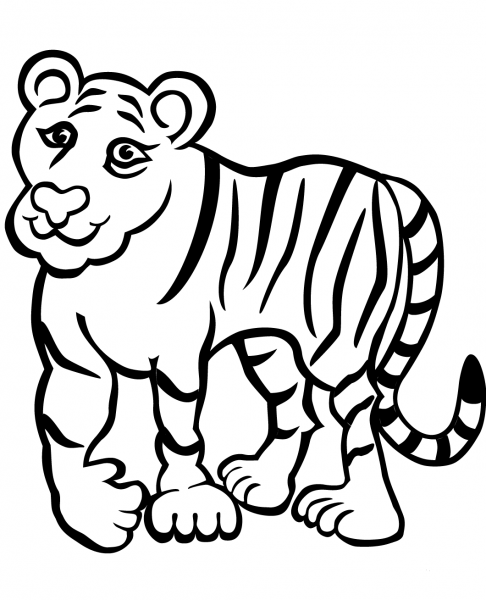 Sad Tiger coloring page image
