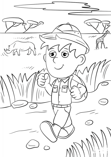 Safari Explorer coloring page image
