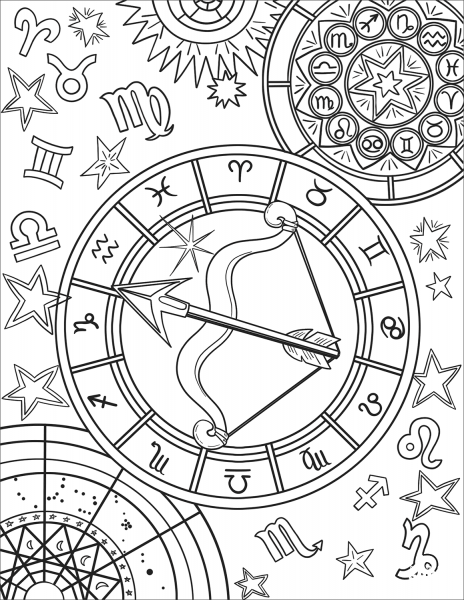 Sagittarius Zodiac Sign coloring page image