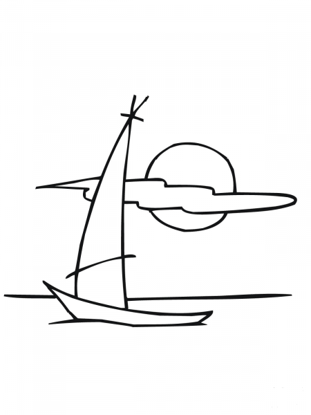 Sailing Dinghy Boat coloring page image