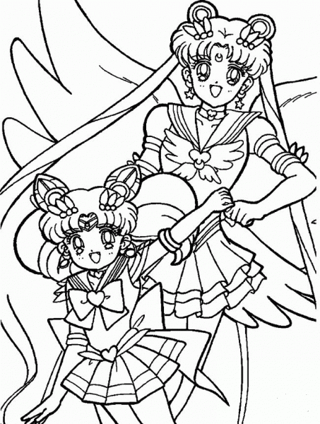 Sailor Chibi Moon and Usagi Tsukino coloring page image
