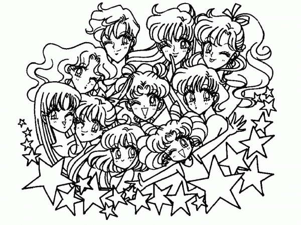 Sailor moon stars coloring page image