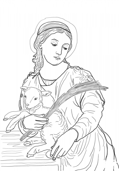 Saint Agnes coloring page image