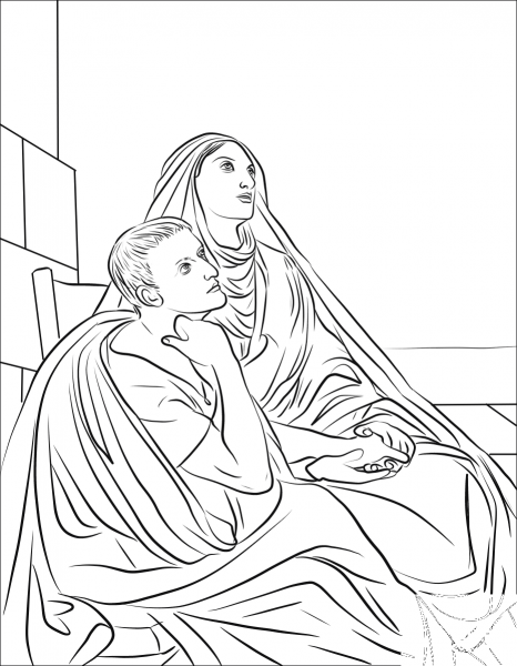 Saint Augustine and Saint Monica coloring page image