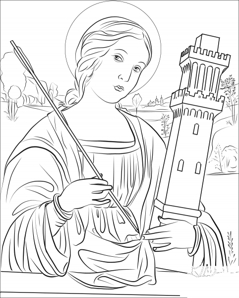 Saint Barbara coloring page image