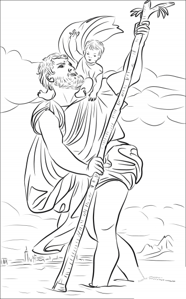 Saint Christopher coloring page - ColouringPages