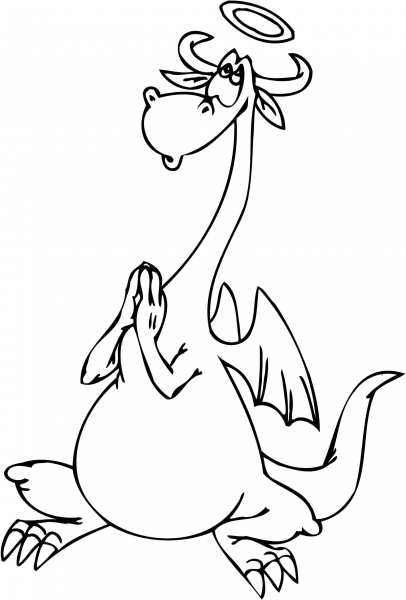 Saint Dragon is Praying coloring page image