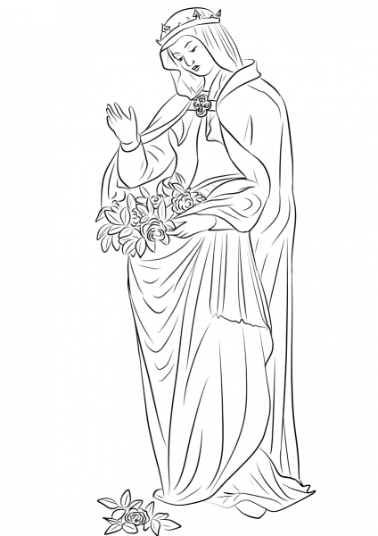 Saint Elizabeth of Hungary coloring page image