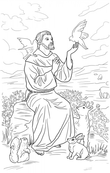 Saint Francis of Assisi coloring page image