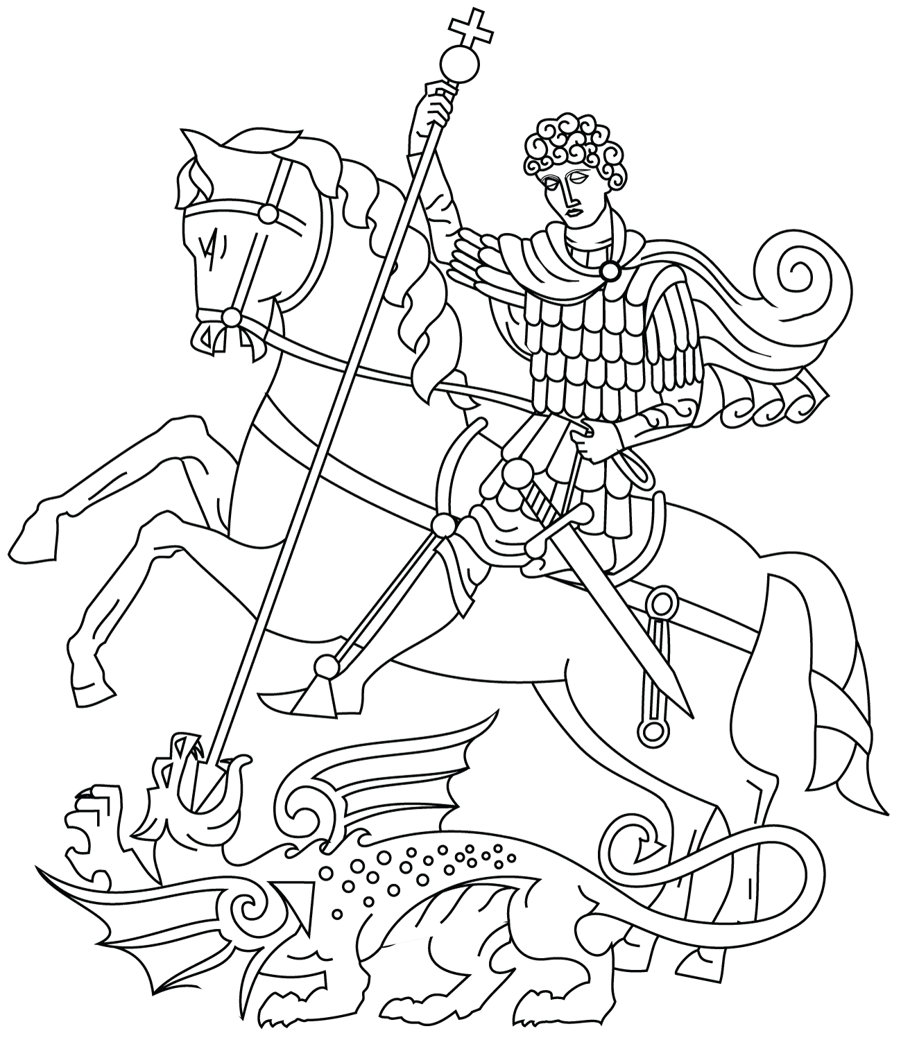Saint George and the Dragon coloring page - ColouringPages
