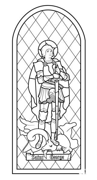 Saint George Stained Glass coloring page image
