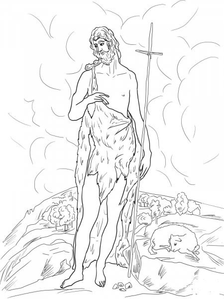 Saint John the Baptist in the Wilderness  coloring page image