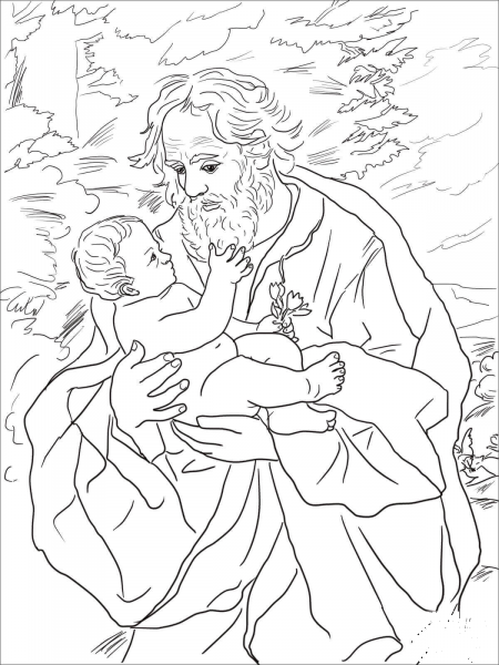 Saint Joseph with the Infant Jesus coloring page image