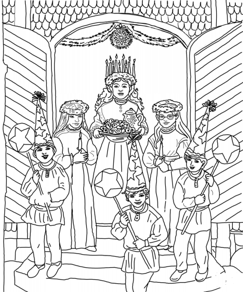 Saint Lucia Day Celebration coloring page image