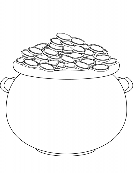 Saint Patrick’s Day Pot of Gold coloring page image