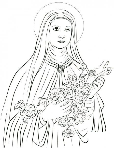Saint Therese of Lisieux coloring page image