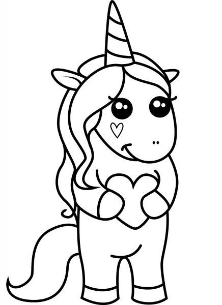 Saint Valentines Unicorn coloring page image