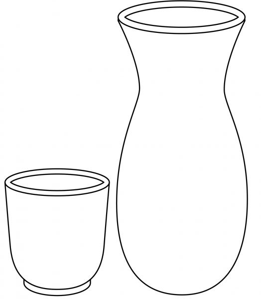 Sake Bottle and Cup Emoji coloring page image