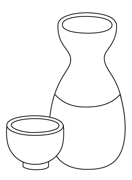 Sake Emoji coloring page image