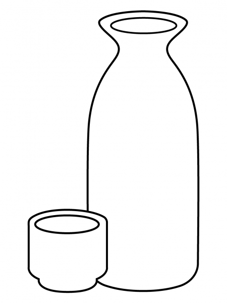 Sake Emoji coloring page image