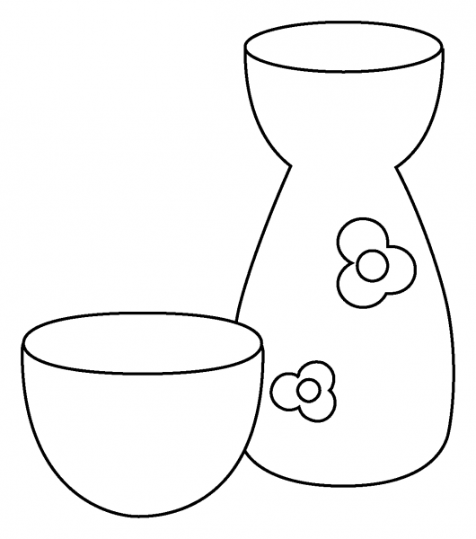 Sake Emoji coloring page image