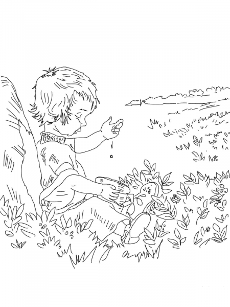 Sal Drops a Blueberry coloring page image