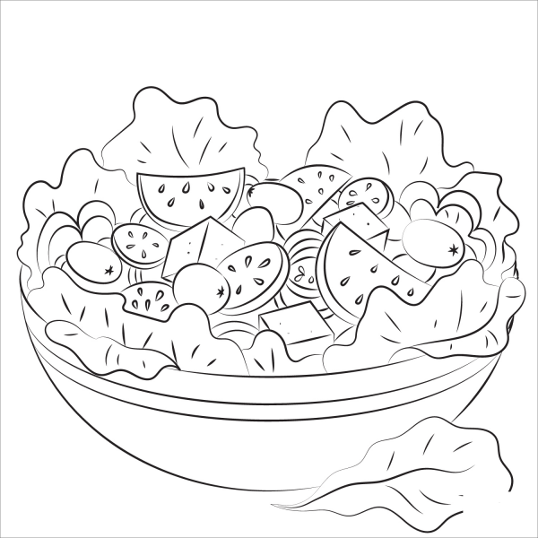 Salad coloring page image